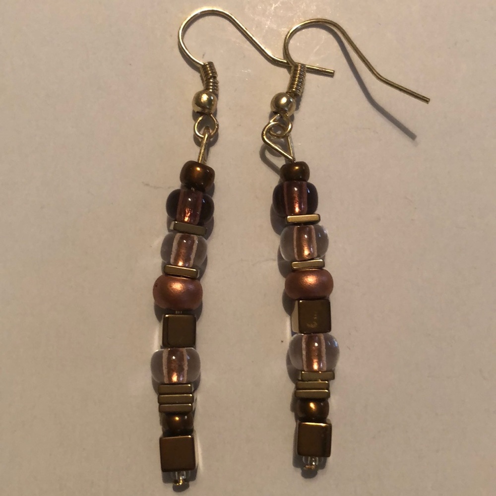 Copper Colored Beaded Earrings